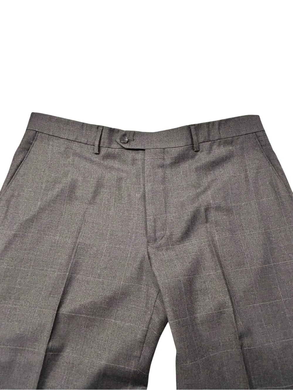 Jos. A. Bank Traveler Men's Gray Windowpane 2PC Suit 100% Wool 42S Formal Office